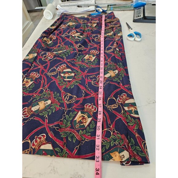 Vintage David Brooks Equestrian Wrap Look Skirt Size 10 Preppy Navy - Picture 6 of 10